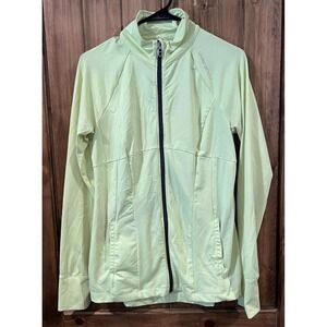Under Armour Jacket Womens M Lime Green Full Zip Long Sleeve Semi Fitted Track